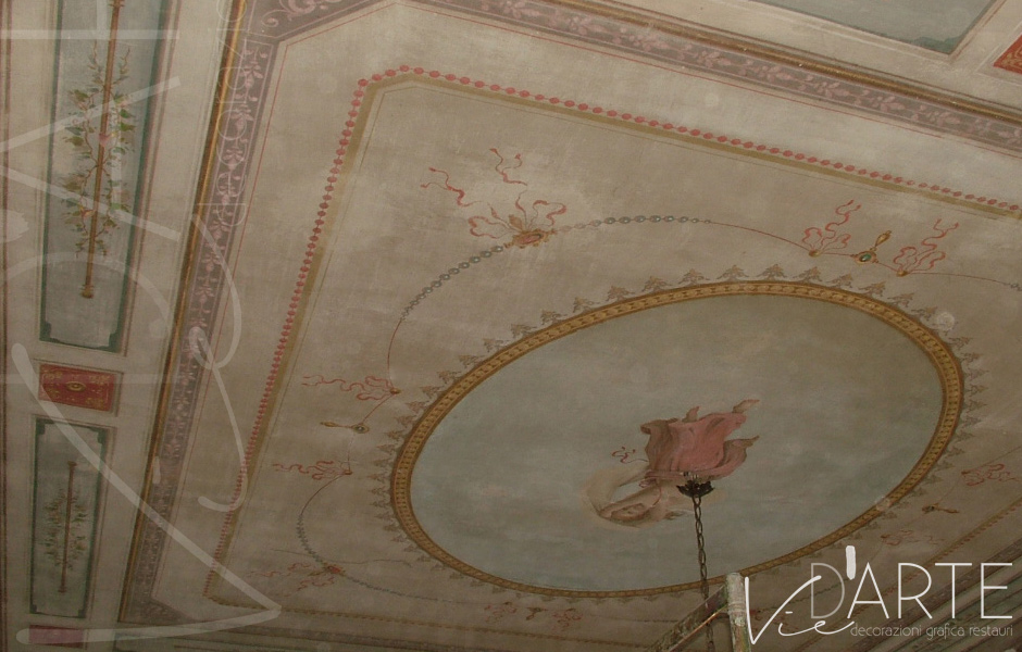 Restauro soffitto dipinto a tempera