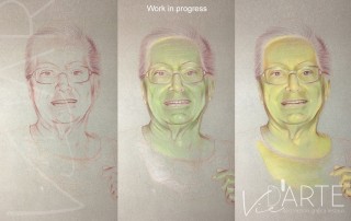 Pastel portrait phases verdaccio technique